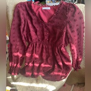 Maternity Burgundy Textured Blouse